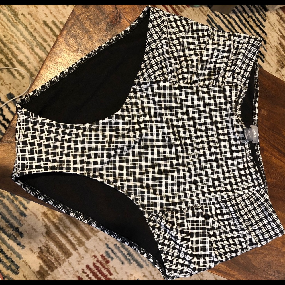 High waisted plaid black and white bikini bottom